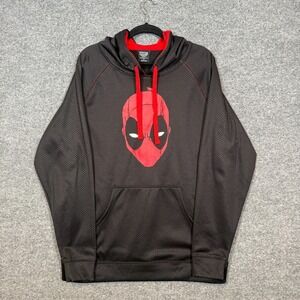 Marvel Dead Pool Sweatshirt Mens Pullover Black Hoodie Pockets Marvel Comics